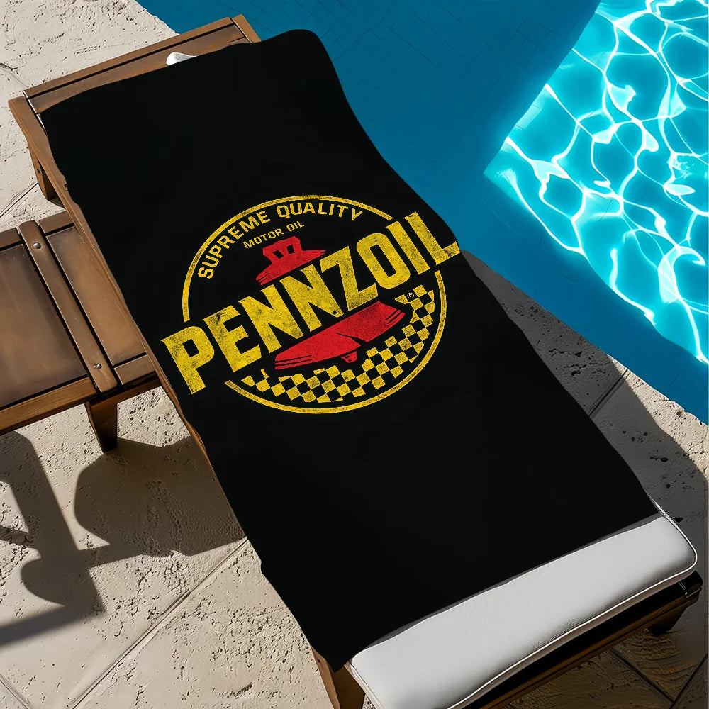 Pennzoil Logo Quick-Dry Beach Towel | Soft Pool & Sports Towel Quick-Dry Beach Towel Peaceful Pleasures Health and Wellness z2 STJ40x70CM