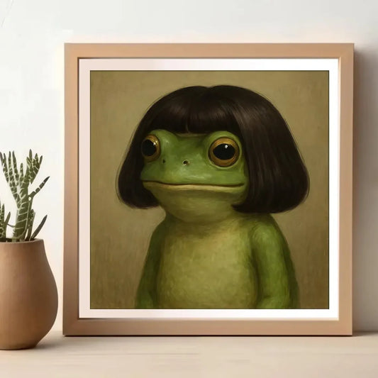 Whimsical Frog Portrait Canvas Print: Funny Animal Wall Art Peaceful Pleasures Health and Wellness TR12182 30x40cm Unframed