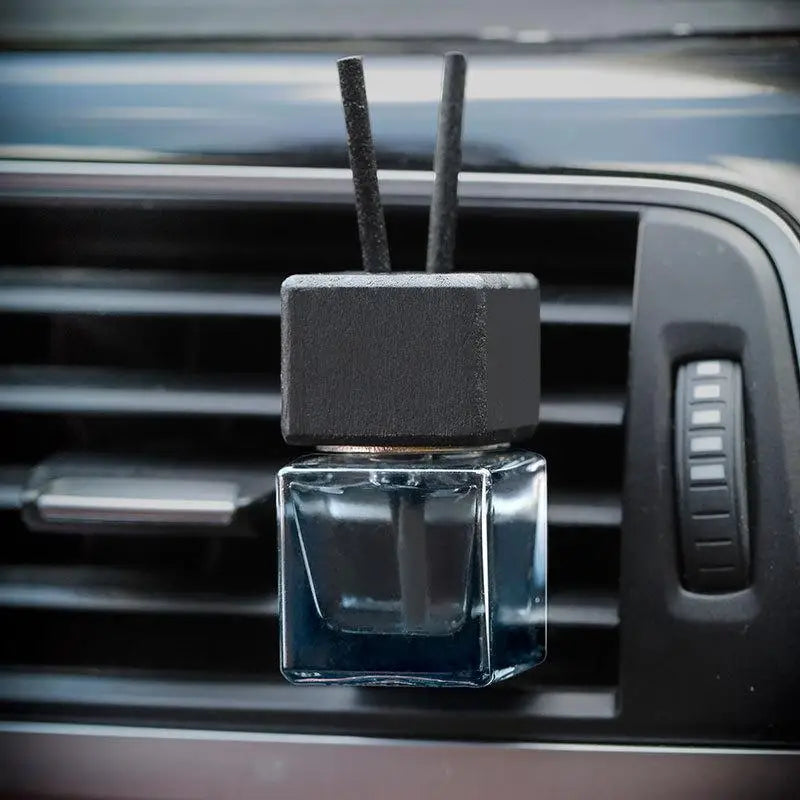 Gradient Black Decorative Square Car Hanging Glass Bottle Air Freshener Empty Bottle Aromatherapy Ornament Pendant Diffuser Peaceful Pleasures Health and Wellness