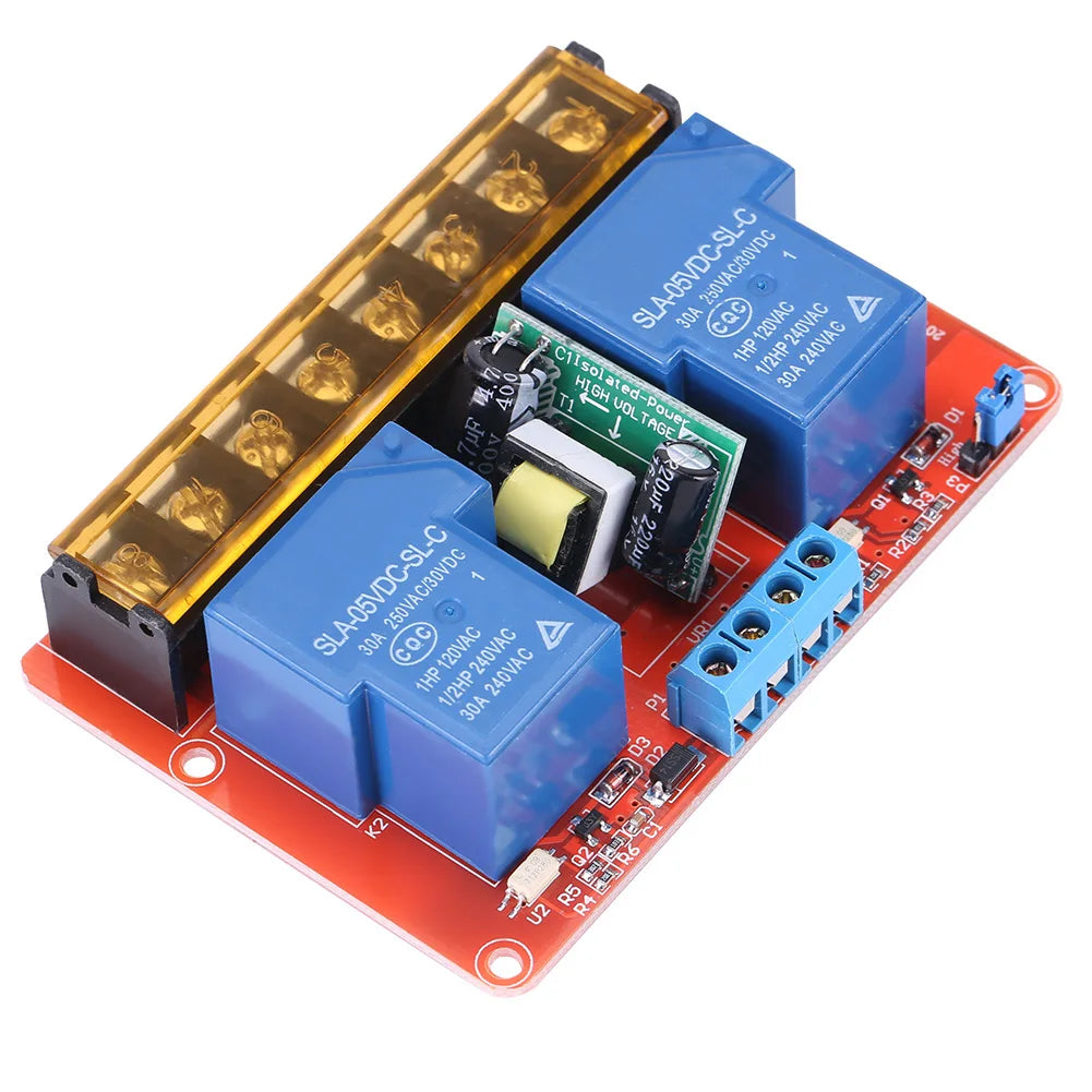 AC100V-250V 30A Power 2-Channel Relay DC5V Low Level Trigger Switch