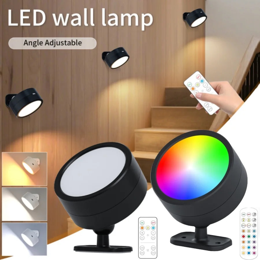 Rechargeable Wireless Magnetic LED Wall Lamp – 360° + Remote