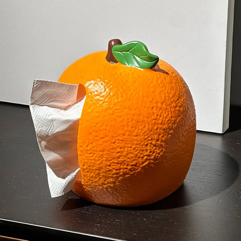 Cute Orange Tissue Box, Household Living Room Tissue Dispenser, Tabletop Decorative Ornament, Cartoon Napkin Tissue Storage Box Peaceful Pleasures Health and Wellness