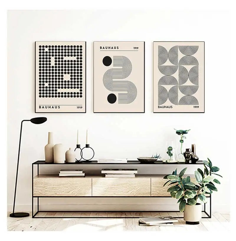 Abstract Bauhaus Style Geometric Wall Art Posters Prints Picture Vintage Black Beige Line Canvas Paintings For Modern Home Decor Peaceful Pleasures Health and Wellness