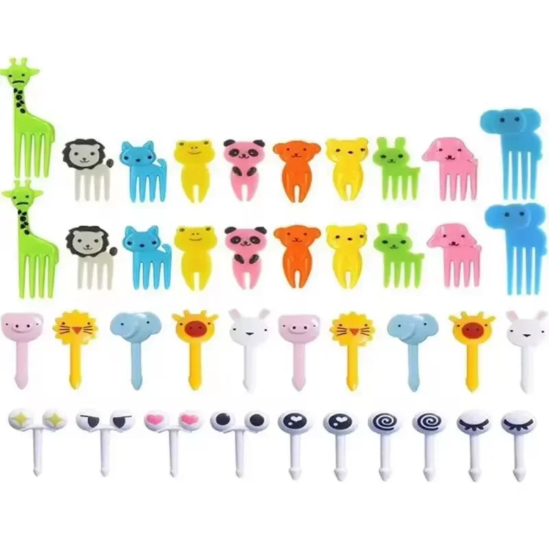 40-Piece Cartoon Animal Bento Food Picks for Kids' Lunches