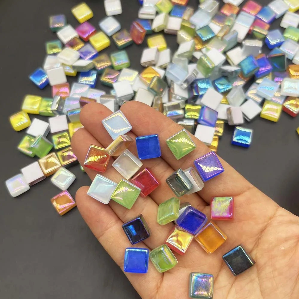 100pcs Crystal Glass Mosaic Tiles 1cm Mixed Colors – DIY Craft