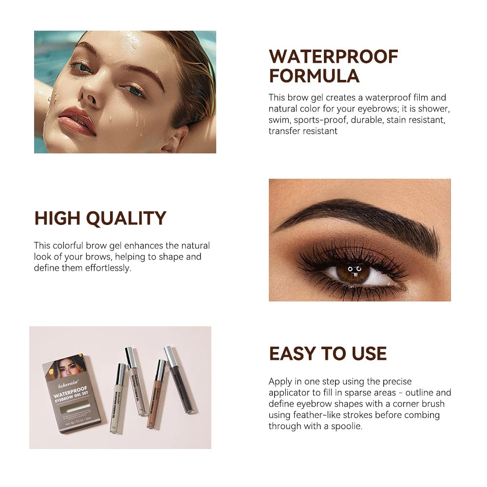 Waterproof Eyebrow Gel for Long Lasting Highly Tinted Liquid Eye Brow Makeup Sweatproof Natural Black Brown Peaceful Pleasures Health and Wellness