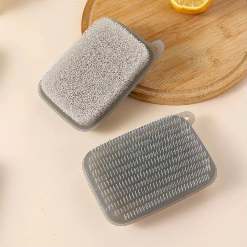 2/4pcs Kitchen Silicone Sponge Dish Washing Scrubber Household Cleaning Sponge Kitchen Gadgets Brush Accessories For Dishes Peaceful Pleasures Health and Wellness