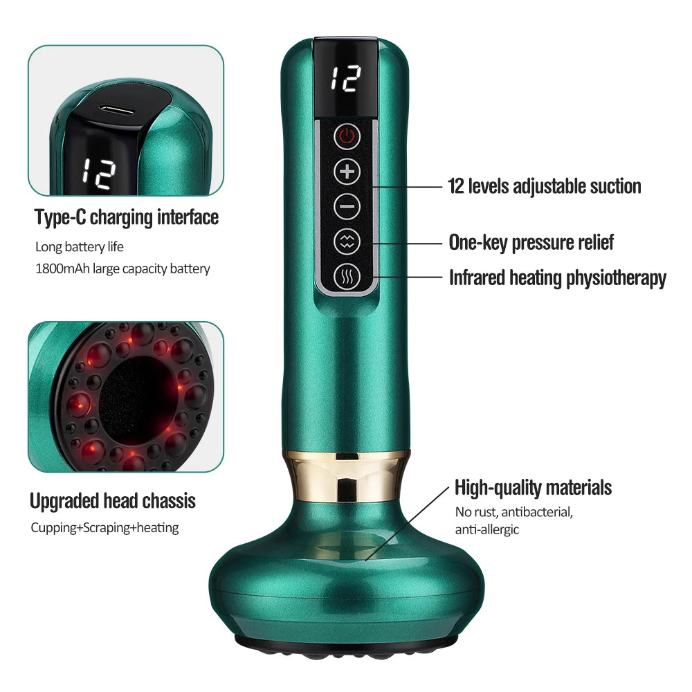 Smart Body Massager Vacuum Suction Device Cellulite Fat Bruning Handheld Chinese Sculpting Heating Cans For Belly Back Massage Peaceful Pleasures Health and Wellness