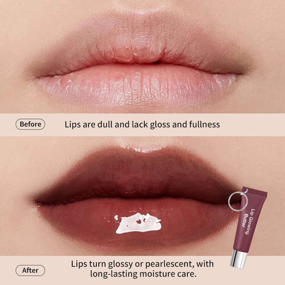 Lips Glosses Keychain 2in1 Design Long Lasting Moisturizing Pink Nourish Lipstick Glowing Butter Makeup Care Shine Cosmetics Peaceful Pleasures Health and Wellness