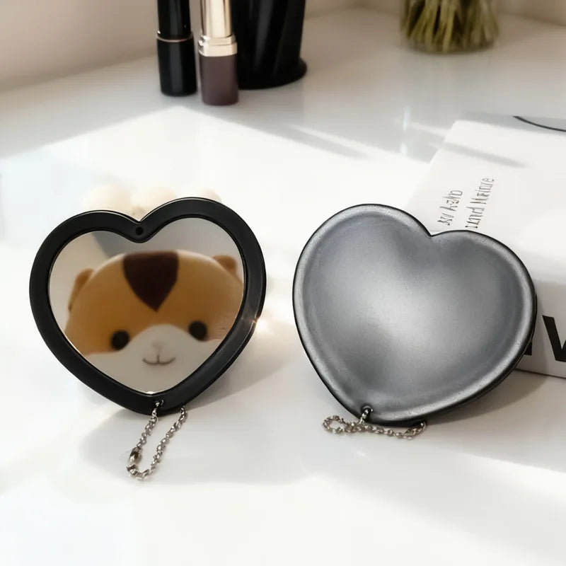 Heart Shaped Compact Makeup Mirror – Double-Sided Pocket Mirror