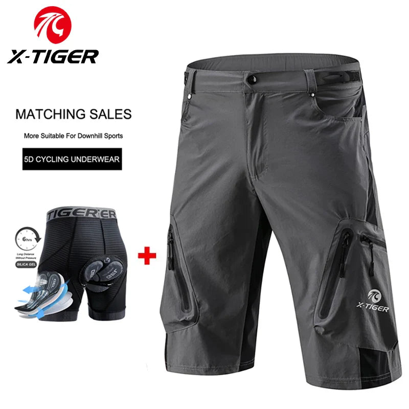 X-TIGER Men's MTB Bike Shorts | Gel Pad, Waterproof, Multi-Pocket