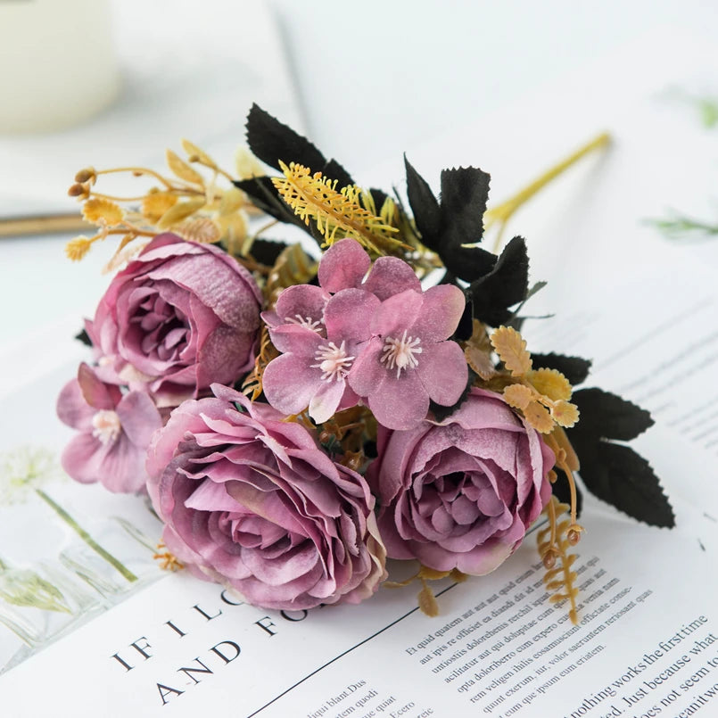 Silk Artificial Rose Peony Bouquet – Wedding & Home Décor