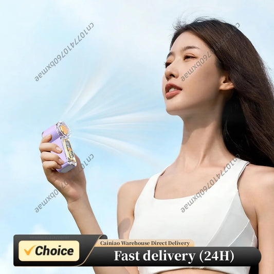 Personal Mini Air Cannon Fan Type-C Rechangable Ice Feeling Handheld Fan Mini Personal Pocket Fans for Travel/Summer/Concerts Peaceful Pleasures Health and Wellness