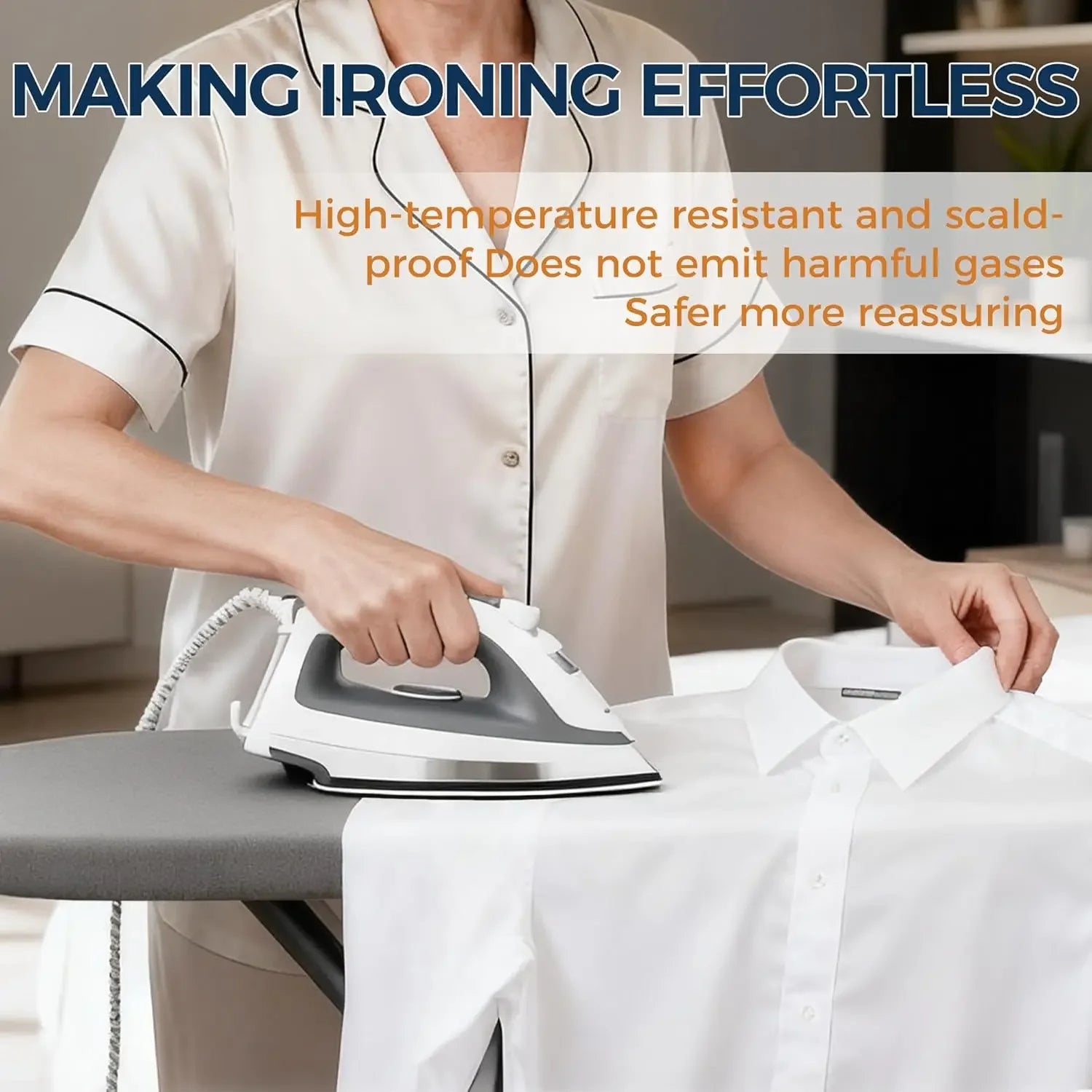 Foldable Ironing Board with Adjustable Height, Heat-Resistant Cover, and Safety Iron Rest for Compact Spaces Peaceful Pleasures Health and Wellness