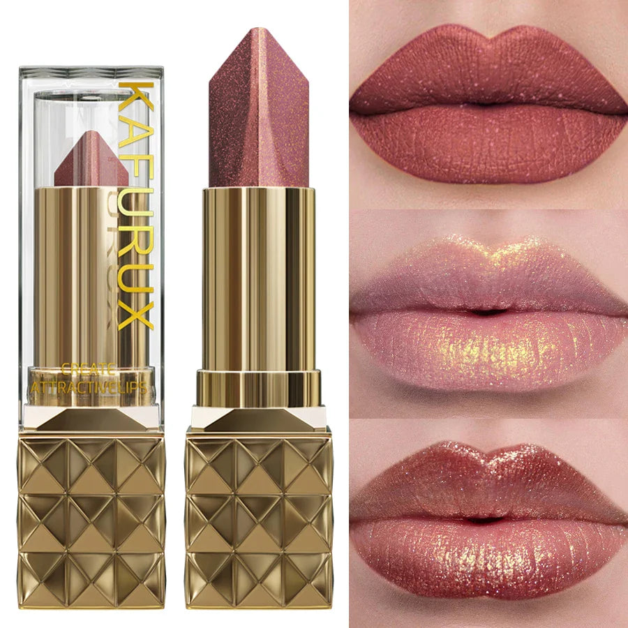 KAFURUX Glitter Two-Tone Metallic Lipstick | Matte Pearlescent