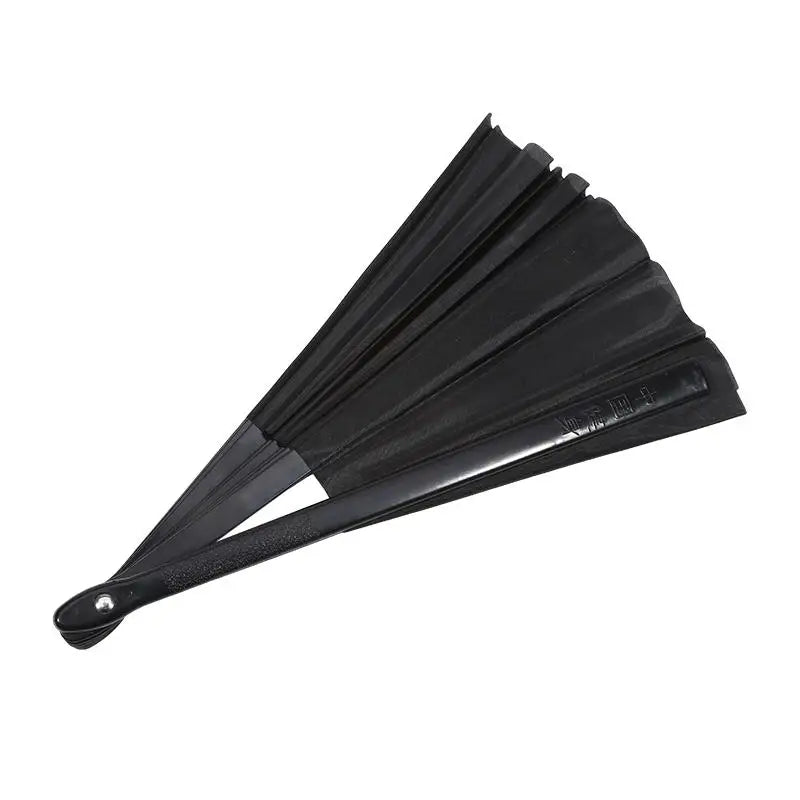 Chinese Style Solid Folding Fan Cloth Blank Plastic Handheld Fan Antiquity Taichi Dance Performance Morning Exercise Accessories Peaceful Pleasures Health and Wellness 2pcs black