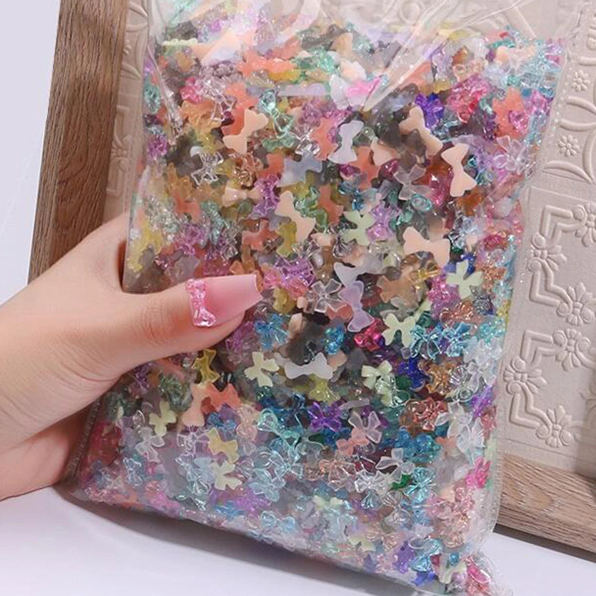 50g 3D Aurora Resin Nail Charms – Bows, Butterflies & Flowers