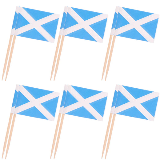 100Pcs Scotland Flag Wooden Toothpicks Cupcake Toppers Food Picks National Flag Toothpick for Cake Party Festival Decor Peaceful Pleasures Health and Wellness Default Title