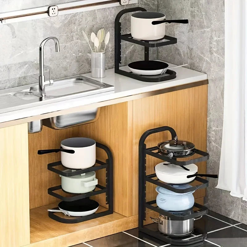 Adjustable Multi-Layer Kitchen Shelf, Pot Rack & Sink Organizer