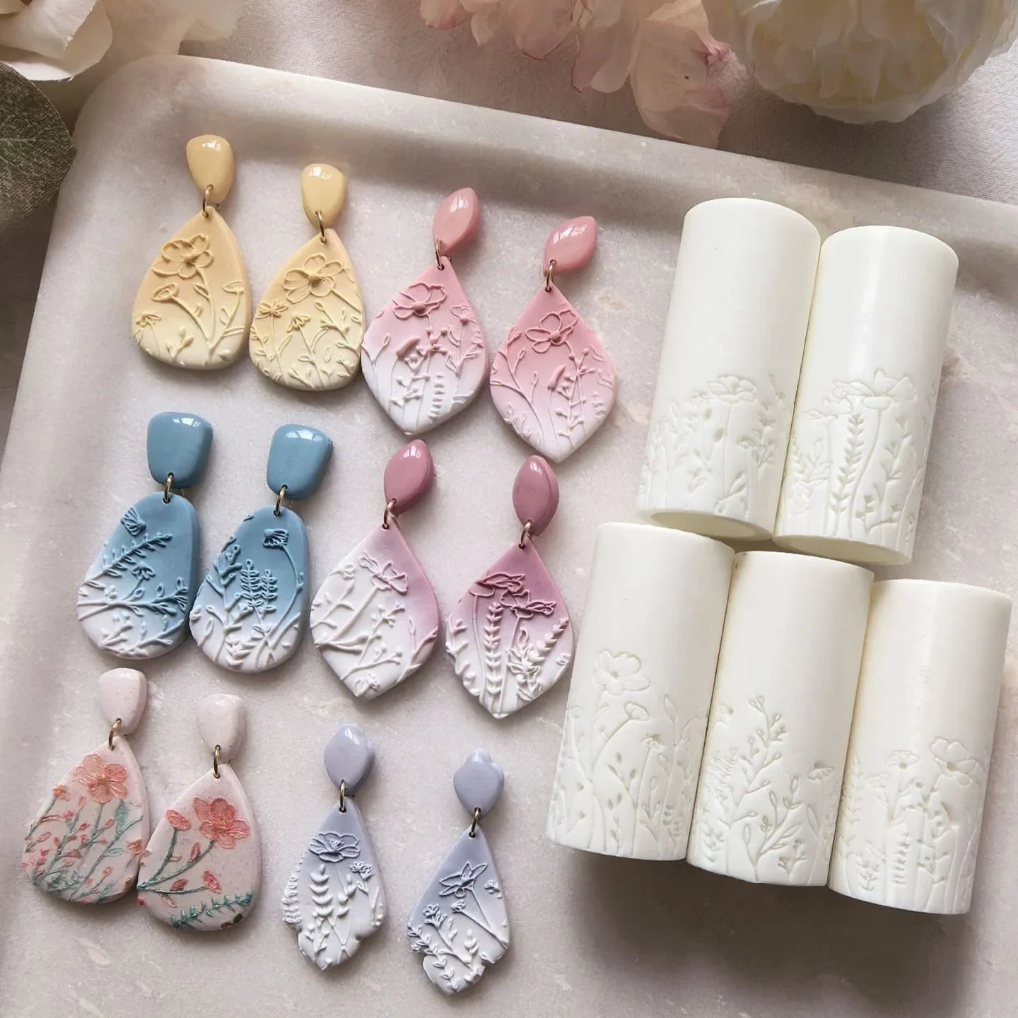 Wild Flowers & Grass Soft Clay Texture Rolling Tool: High-Precision Texturizing Roller for DIY Jewelry Making & Creative Decor Peaceful Pleasures Health and Wellness