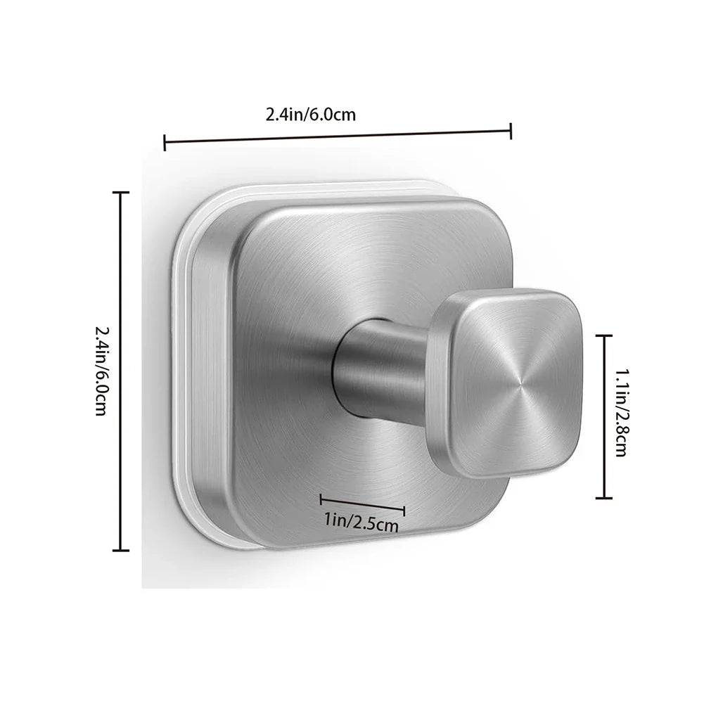 4-Pack Stainless Steel Suction Cup Hooks | No-Drill 6x6cm