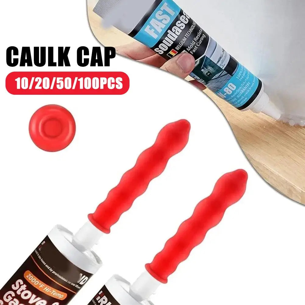 10pcs Caulking Gun Nozzles Cap Red Caulk Saving Caulk Saver Tube Covers for Sealing Preserving Finishing Construction Tools ﻿ Peaceful Pleasures Health and Wellness