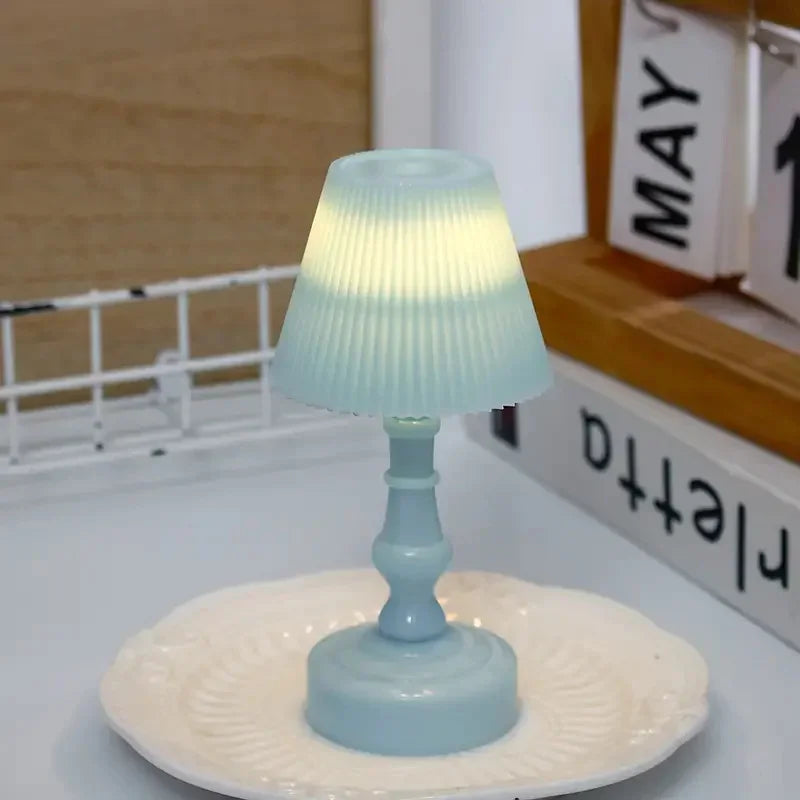 Mini Linglan Flower Night Light Atmosphere Decorative Light Small Desk Lamp Creative Bedhead Ornament Cute Small Desk Lamp New Peaceful Pleasures Health and Wellness Blue Pleated