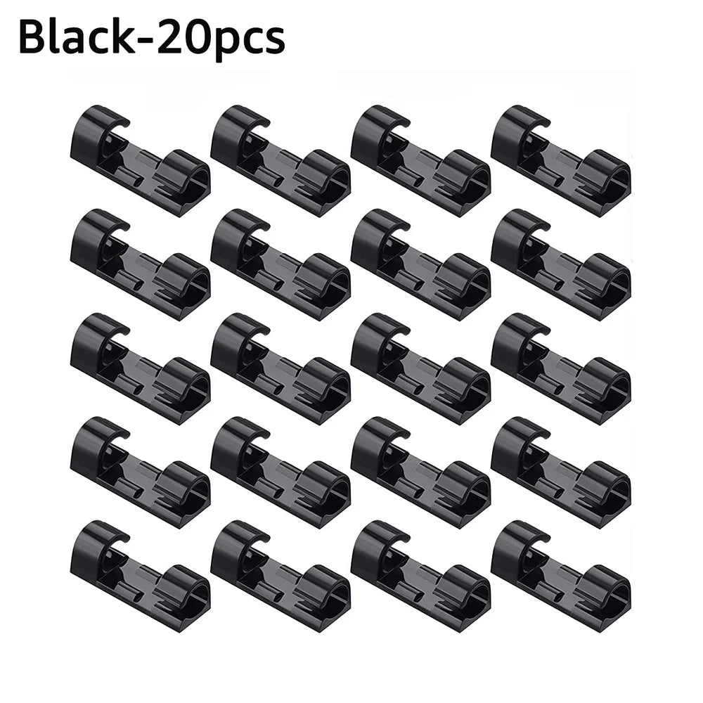 Self-Adhesive Cable Organizer Clips | Transparent Wire Holder