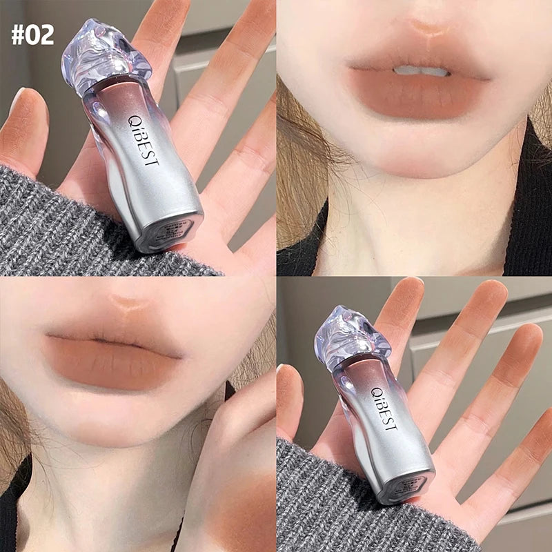 QIBEST 4 Colors Matte Lip Mud Soft Fog Brown Stain Lipgloss Waterproof Liquid Lipstick Easy To Wear Lip Tint Lasting Cosmetics Peaceful Pleasures Health and Wellness 02
