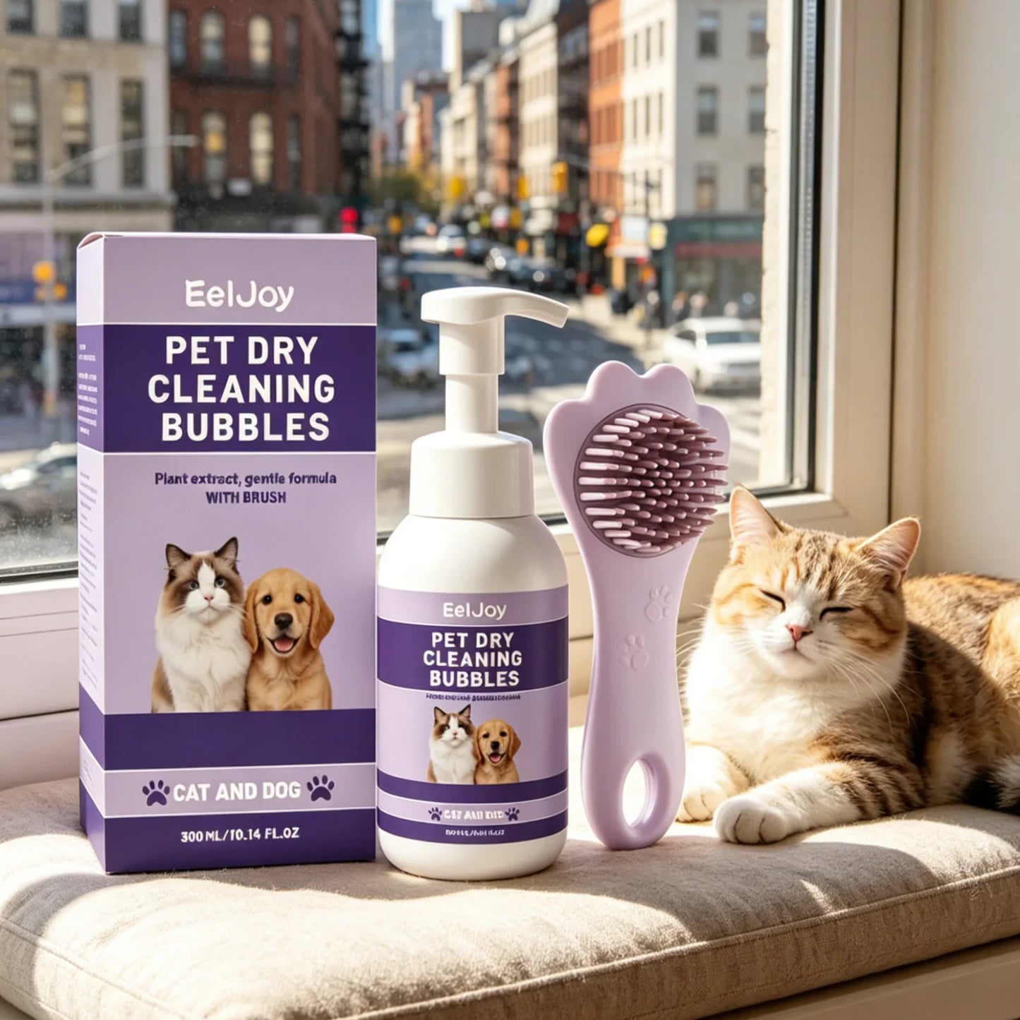 EelJoy No-Rinse Pet Dry Shampoo Foam + Brush 300ml
