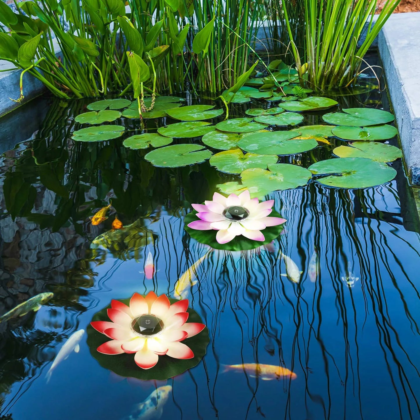 1pc Solar Floating Lotus Shape Water Surface Decor Fountain Decor Bird Bath Lotus Waterscape For Fish Tank Pool Pond Outdoor Gar Peaceful Pleasures Health and Wellness