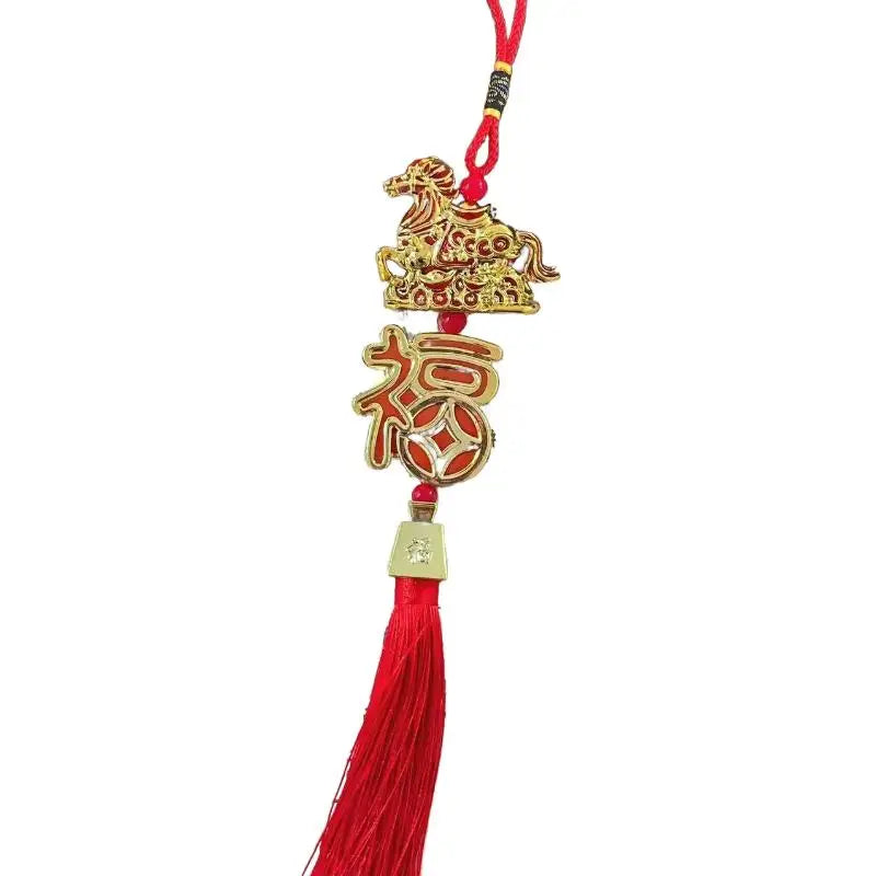 2026 Year of the Horse Lucky Red Gold Pendant | Chinese New Year