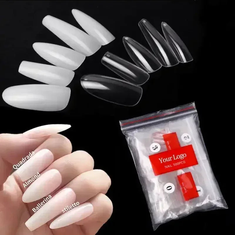 Fake Nails Set, 10 Sizes, Full Half French, Acrylic ABS, Manicure Fingers Toes, C Smile Sharp, 500 Tips Kit Bagged Peaceful Pleasures Health and Wellness