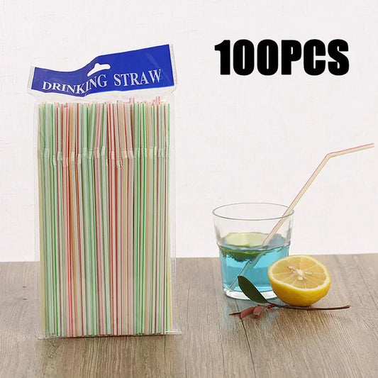 100Pcs Colorful Bendable Drinking Straws | Party, Bar & Milk Tea Disposable Drinking Straws Oasis Select