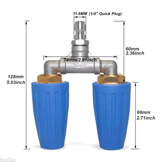Dual Turbo Rotating Pressure Washer Nozzle 1/4" 4000 PSI 6 GPM Pressure Washer Nozzle Peaceful Pleasures Health and Wellness