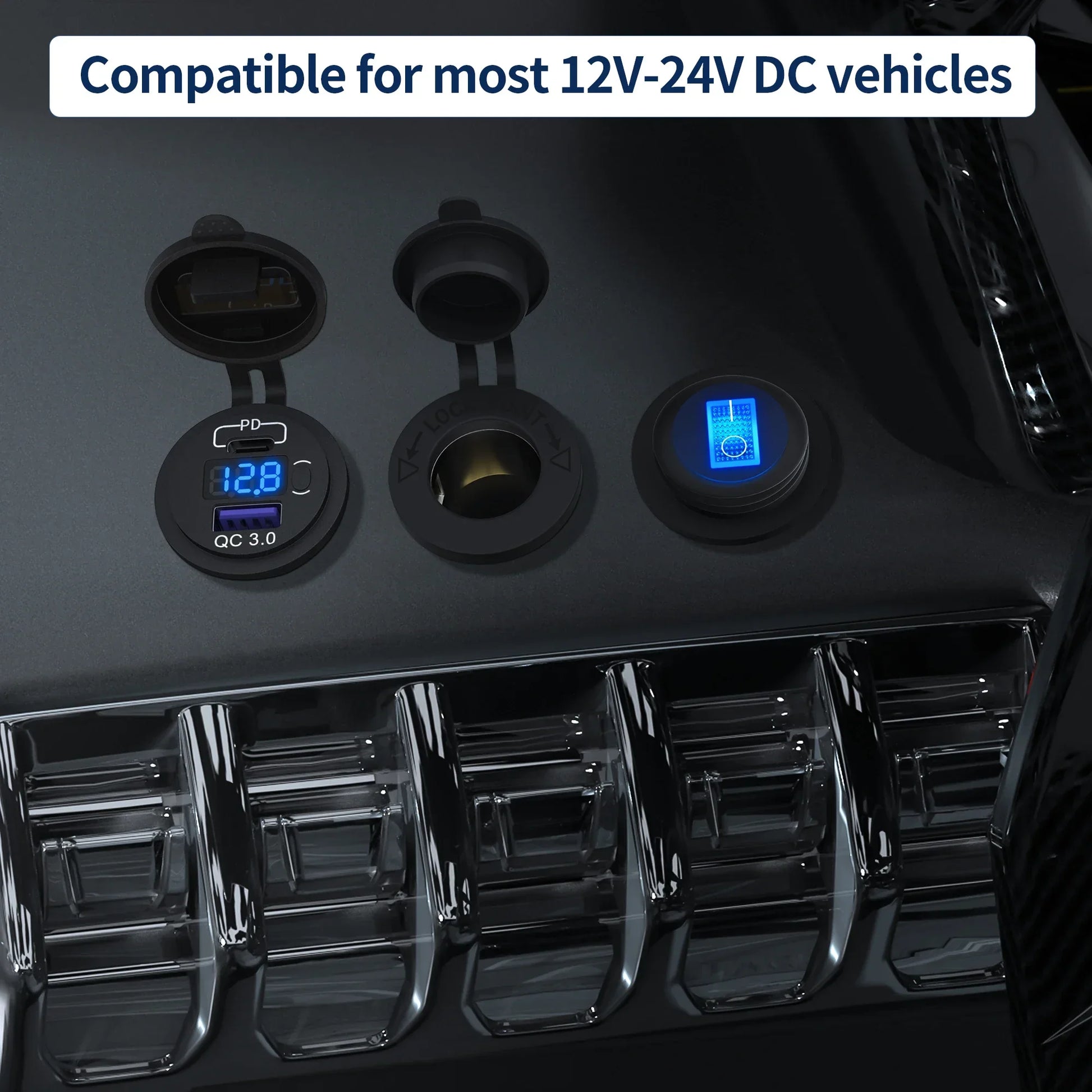 48W Dual USB Car Charger Socket with Voltmeter Peaceful Pleasures Health and Wellness