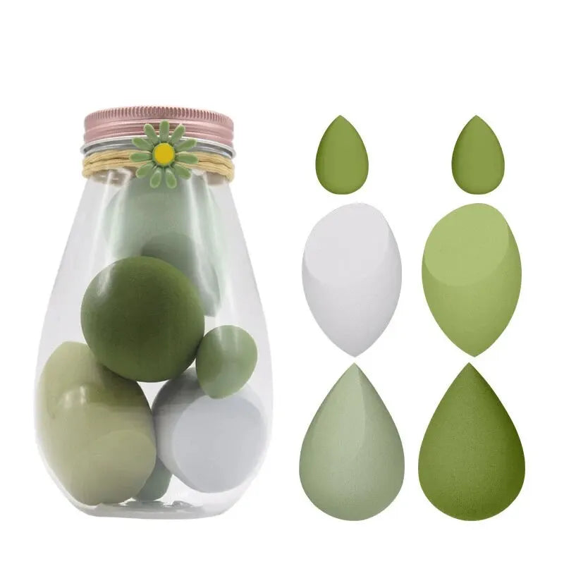 Makeup Egg Dry Wet Dual Use Water Droplets Diagonal Cut Makeup Egg Independent Packaging No Powder Makeup Egg Powder Puff Peaceful Pleasures Health and Wellness green