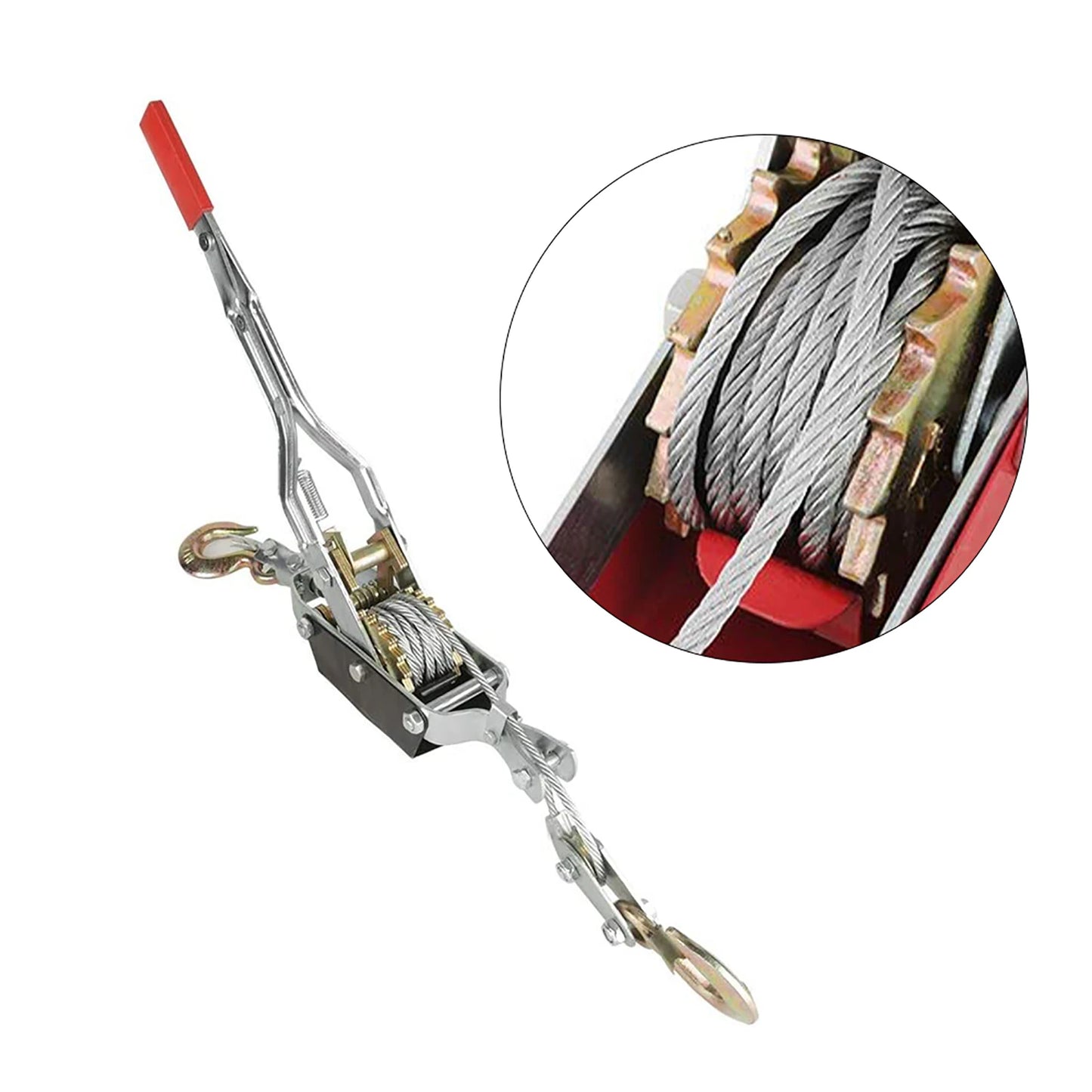 2 4T Wire Rope Hand Power Puller Tighten Tool Mini Tightener Double