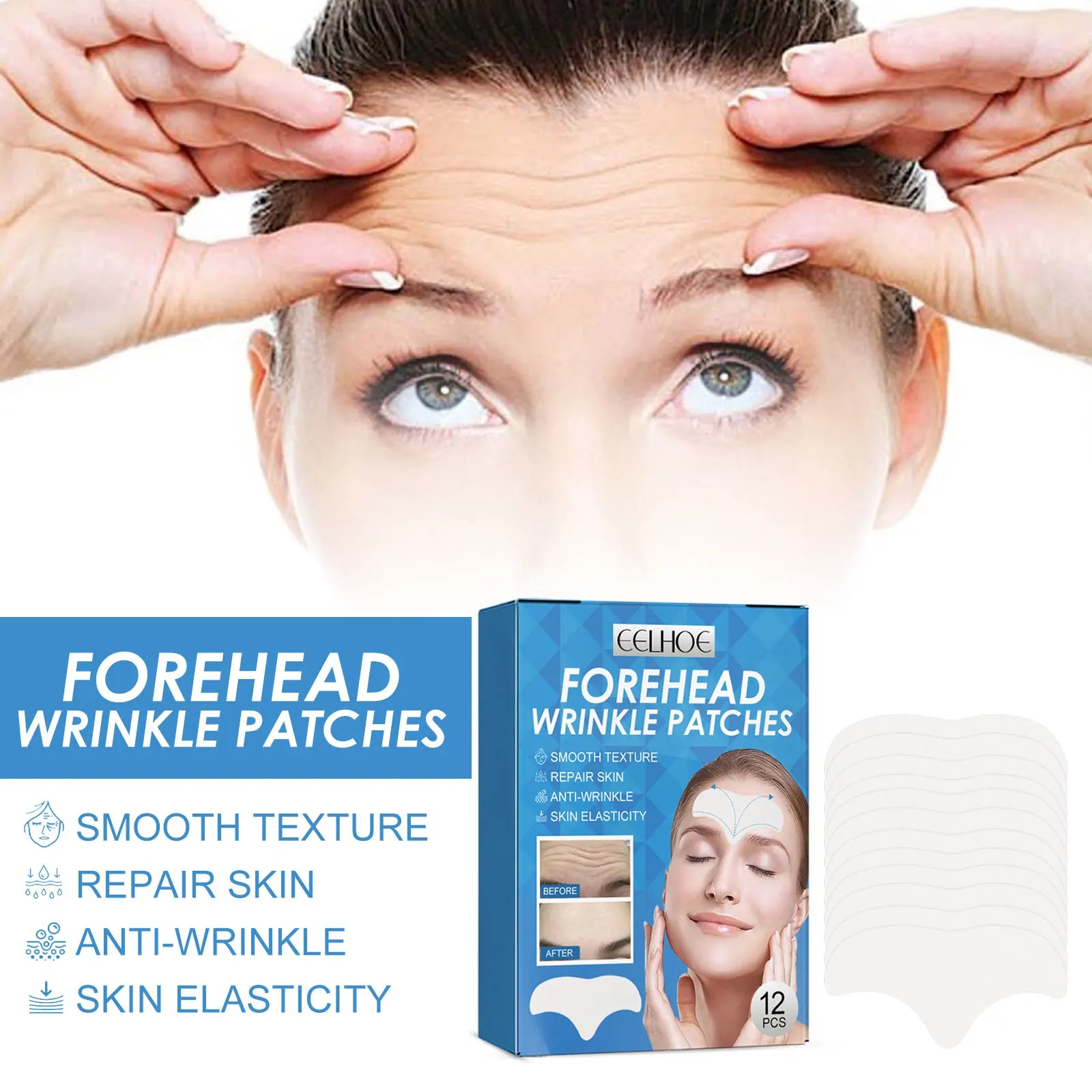 Tightening Forehead Mask Firming Fade Fine Line Reduce Wrinkles Improving Elasticity Repair Anti-Aging Forehead Wrinkle Patches Peaceful Pleasures Health and Wellness