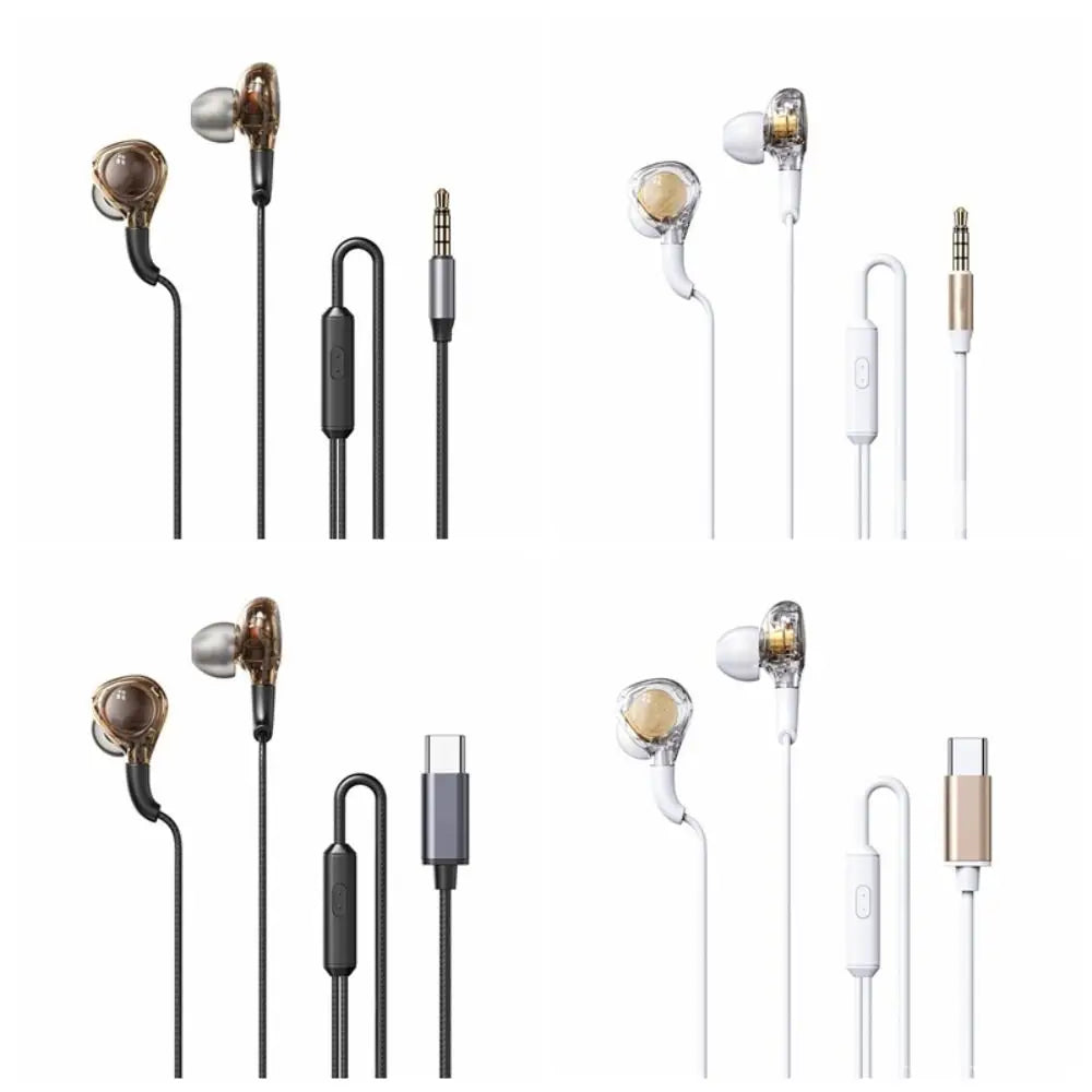 Wired Earphones 3.5mm & Type-C Heavy Bass In-Ear Headset + Mic