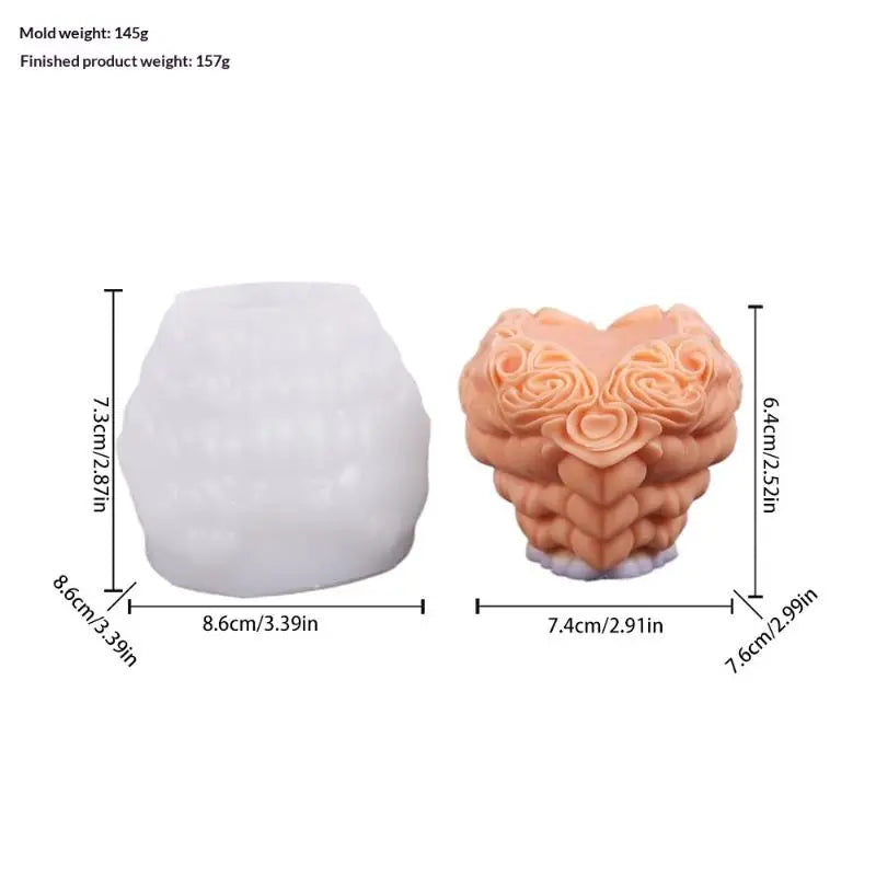 3D Heart Flower Silicone Mold – Candles, Soap & Clay Crafts