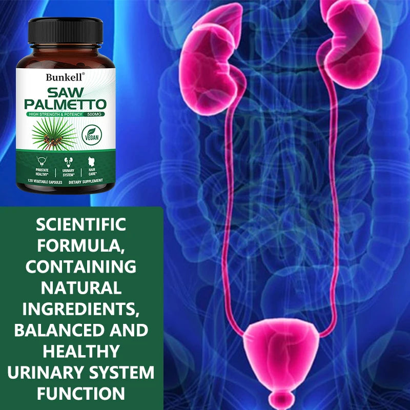 Saw Palmetto Extract Capsules 500mg - Enhanced Hair Growth Supplement for Women & Men, Reduces Hair Loss, Urinary Tract Support Peaceful Pleasures Health and Wellness