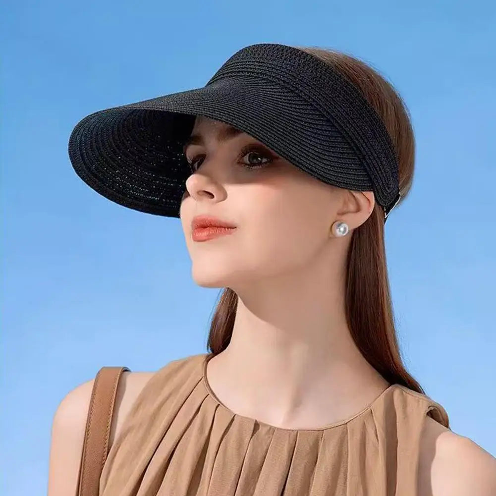 Wide Brim Straw Visor Hat – UPF 50+ UV Sun Protection