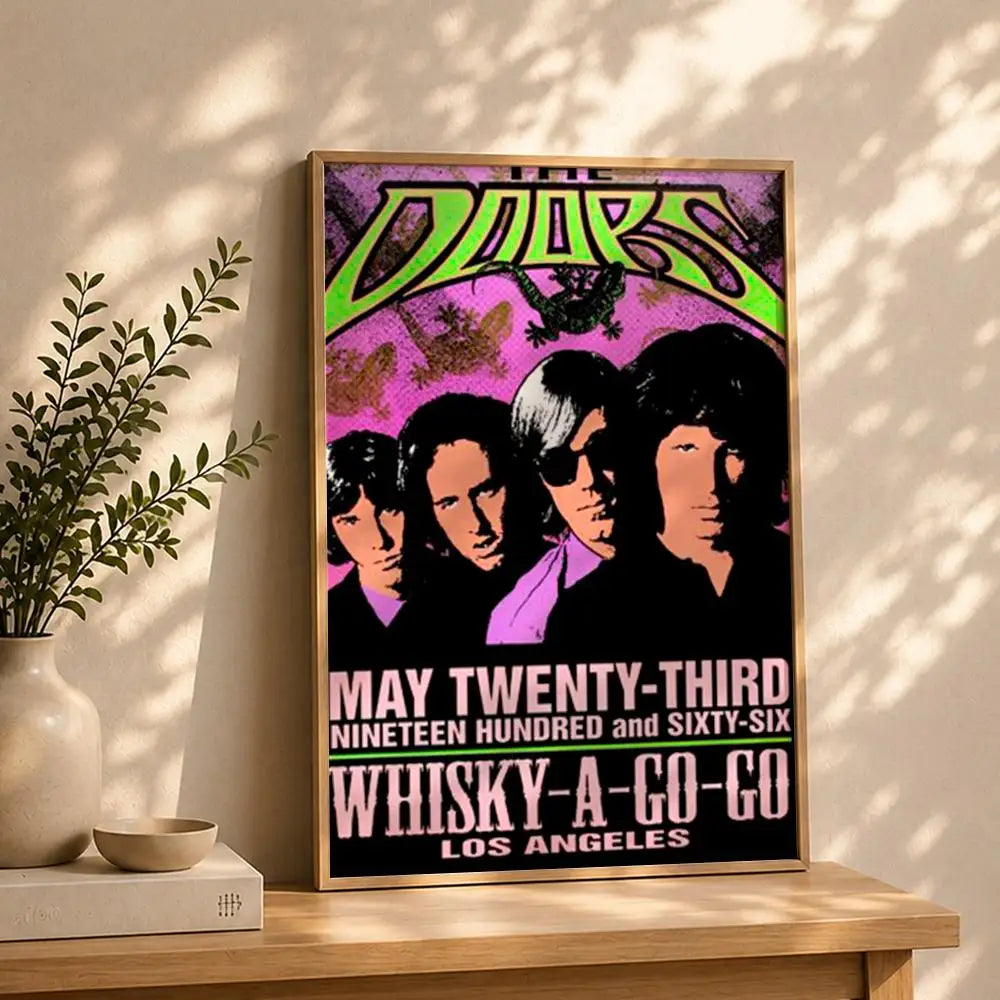 The Doors Band HD Self-Adhesive Waterproof Wall Poster Wall Art Poster Peaceful Pleasures Health and Wellness White4 50X70cmNoframe
