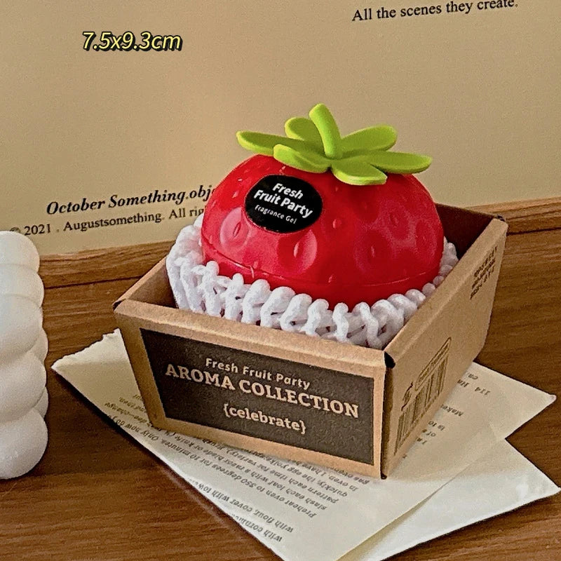 Fruit Shaped Car-mounted Solid Balm Creative Cute Strawberry Apple Home Decor Solid Balm Refreshing Bathroom Toilet Deodorant Peaceful Pleasures Health and Wellness Strawberry