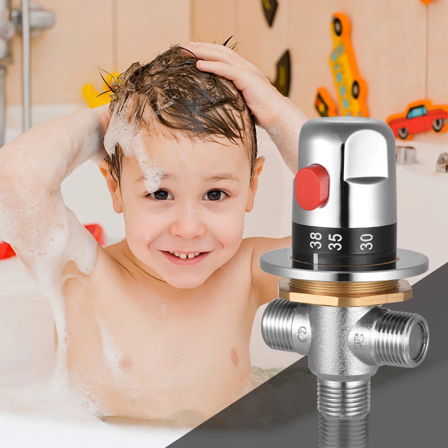 Thermostatic Temperature Control Valve Cold Water Shower Mixer G1 2