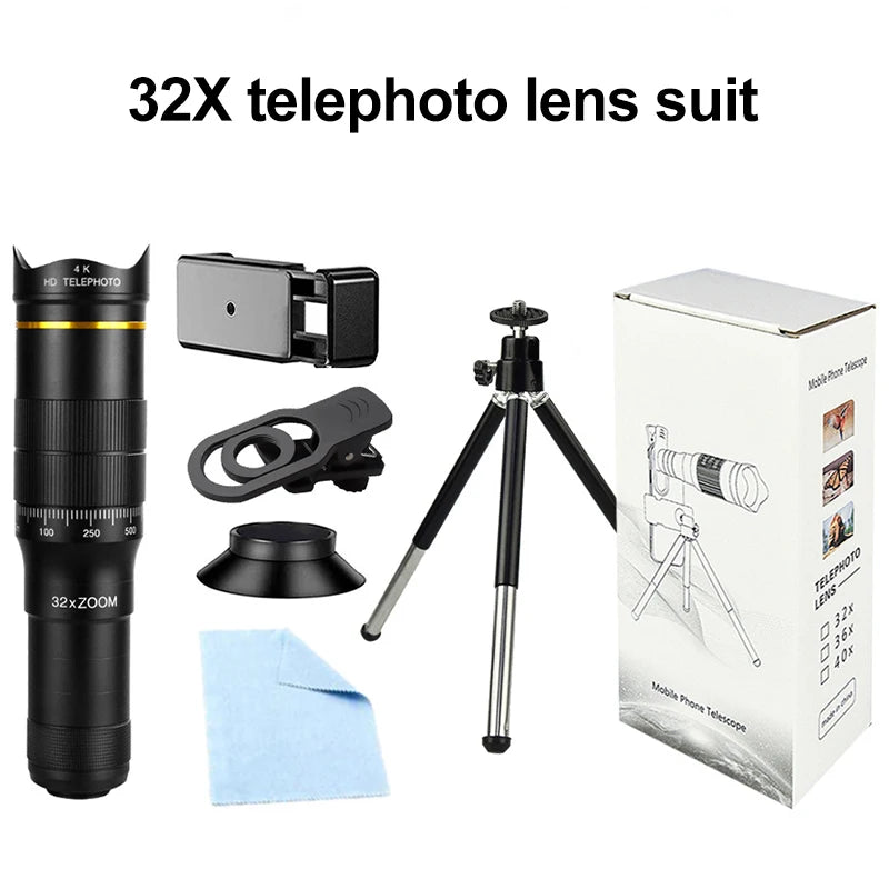 32X Telescope For Phone Mobile Photography Lens Zoom For Cell Camera For iPhone Zoom Mobile Lens Microscope For Phone Lenses Peaceful Pleasures Health and Wellness 32X telephoto lens1