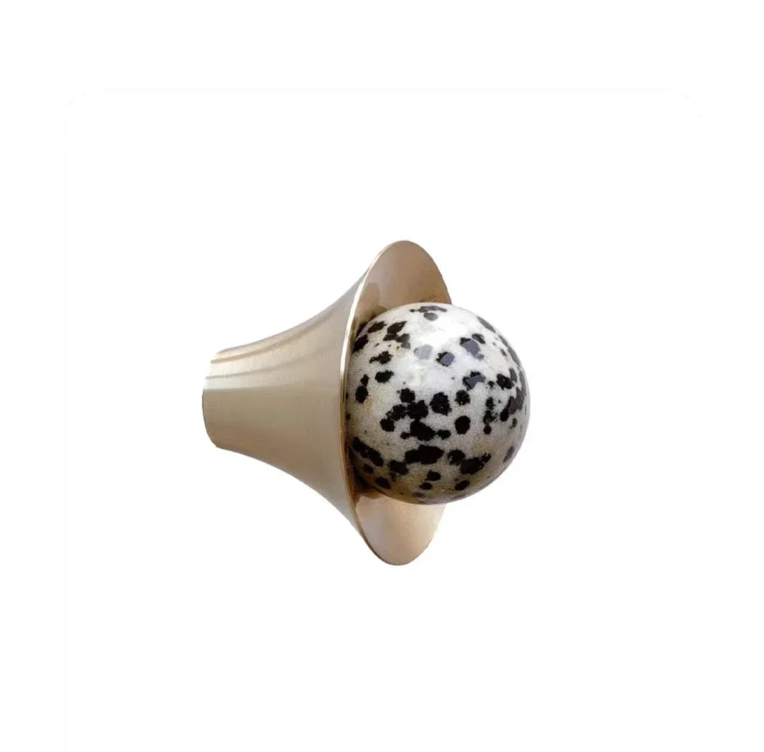 Pink Crystal & Solid Brass Cabinet Knobs | Natural Stone Handles