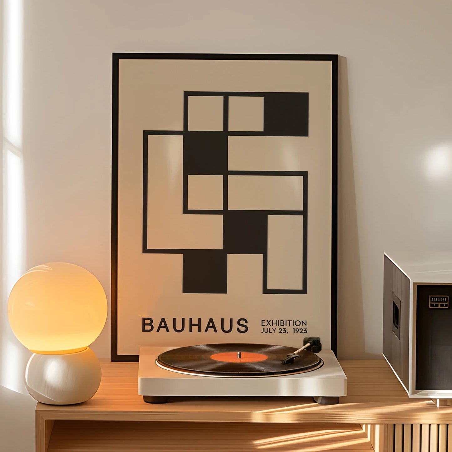 Minimalist Bauhaus Black & White Canvas Wall Art Print