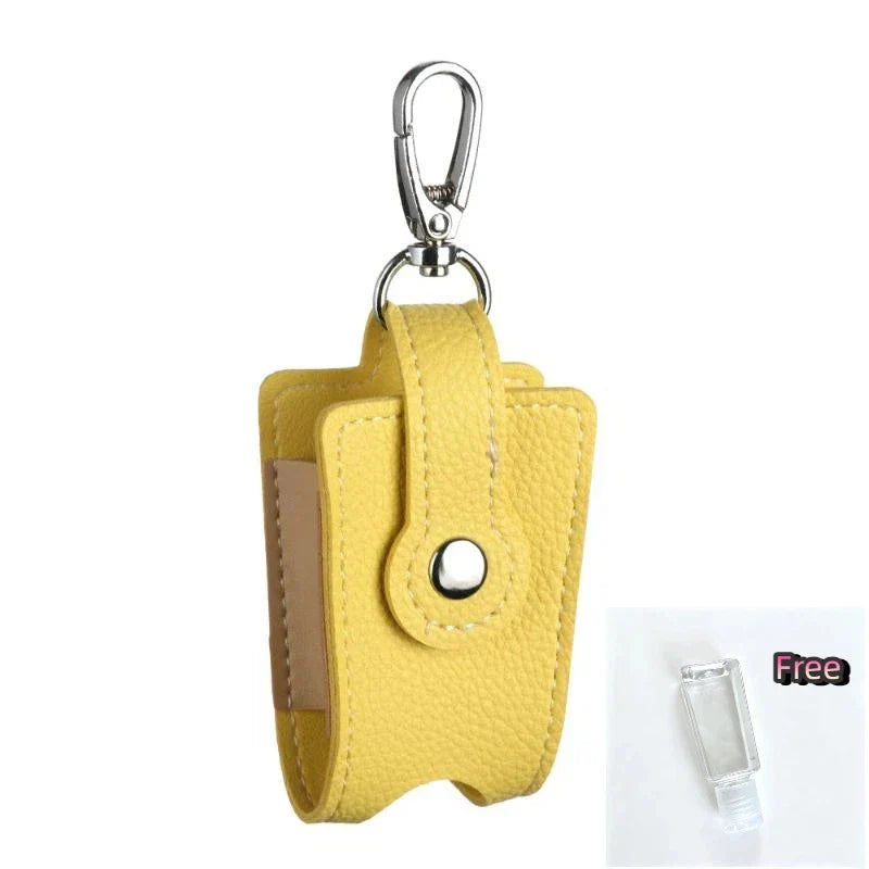 PU Leather Hand Sanitizer Holder & Refillable Bottle + Carabiner